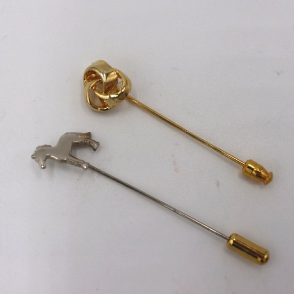 Vintage Hat Straight Pins Silver Horse Gold Rosette Stick Pins MCM Mod